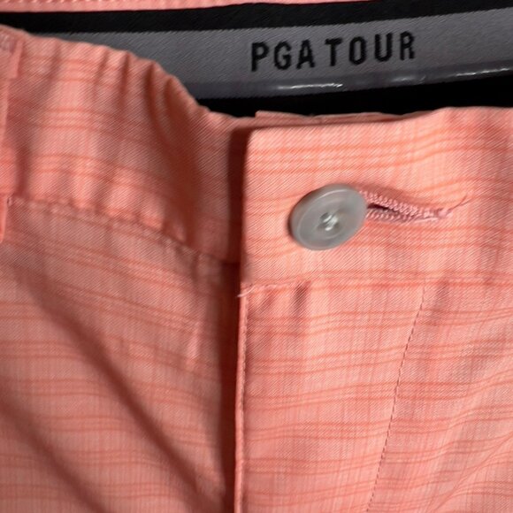 Pga Tour Men's Striped 8" Golf Shorts - Shell Pink Size 36 - Picture 3 of 10